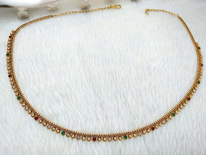 Gold ruby green Sari Saree Belly Chain Jewellery Indian Kamarbandh Kamarband Online