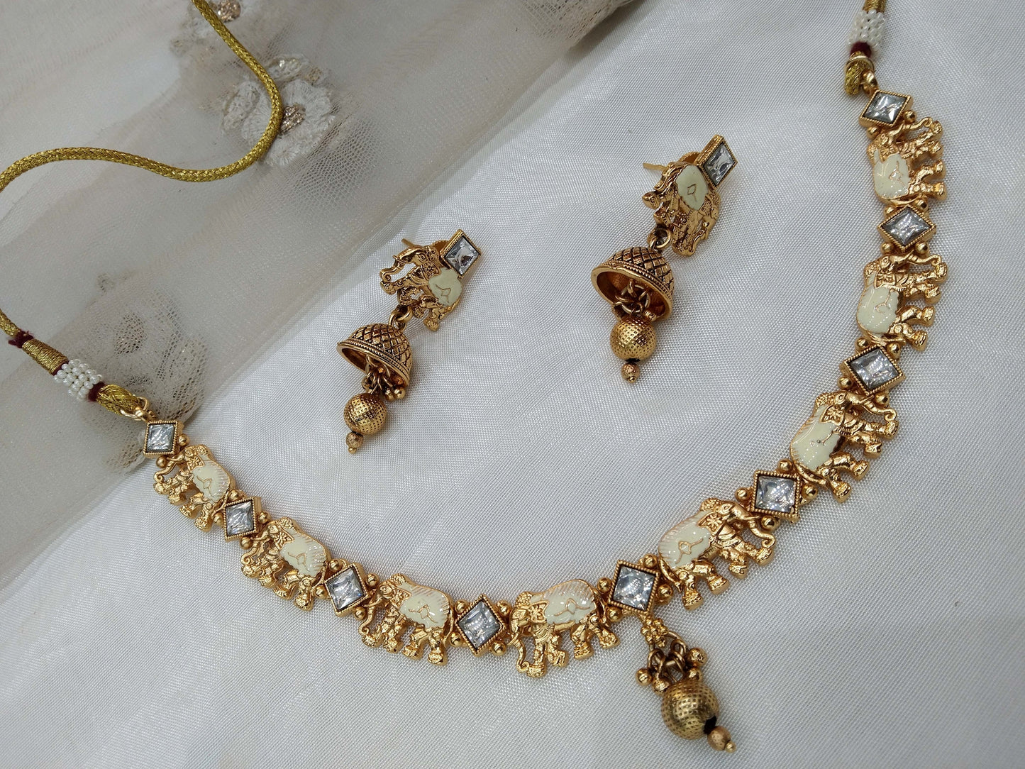 Gold polki necklace set Indian challa Jewellery