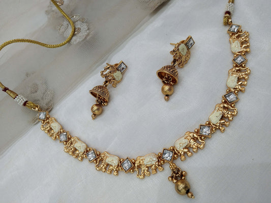 Gold polki necklace set Indian challa Jewellery