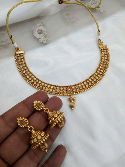 Gold polki necklace set Indian challa Jewellery