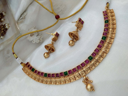 Gold polki necklace set Indian challa Jewellery