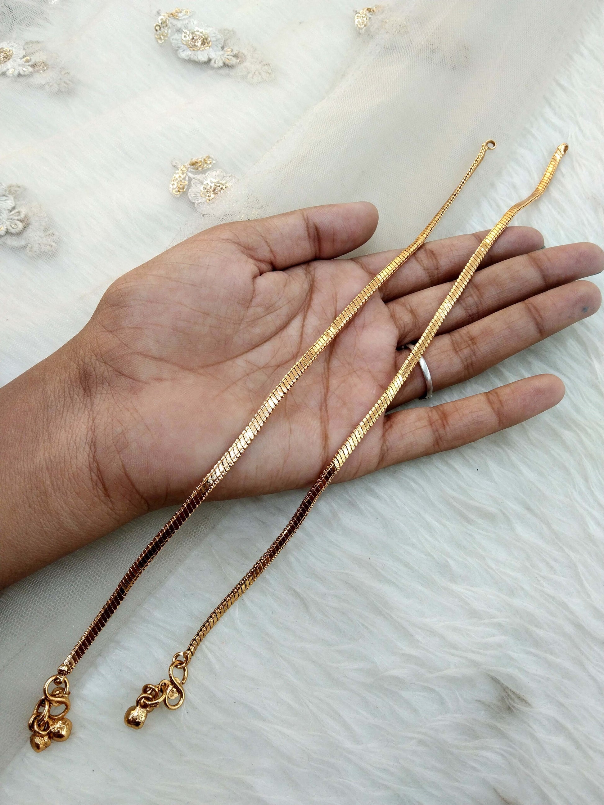 Anklets Foot Bracelet Gold Indian pair Payal Jhanjar Jewellery