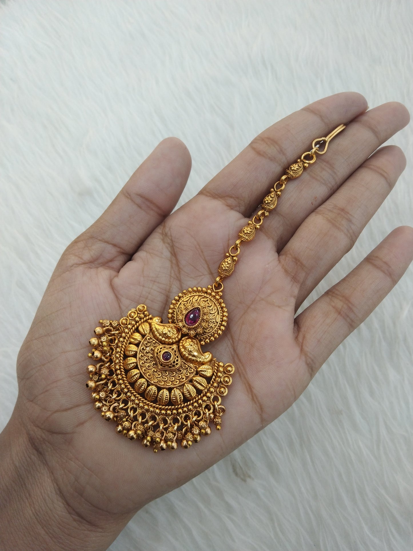 Gold polki Ruby Tika Tikka Jewellery Indian Headpiece Tikka toni Jewellery