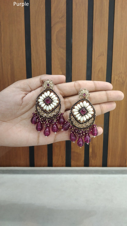 Indian Antique Gold Purple Kavya Earrings
