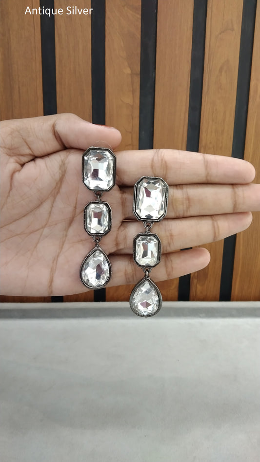 Indian Indowestern Antique silver Nimrat Earrings