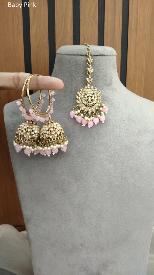 Jhumka Bali  Earrings/ Indian Baby pink Jewellery Jhumka/Punjabi Balli Jhumki