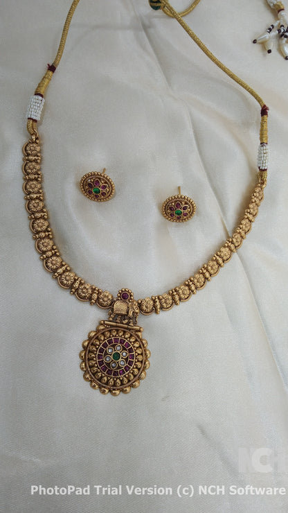 Gold polki necklace set Indian Nora Jewellery