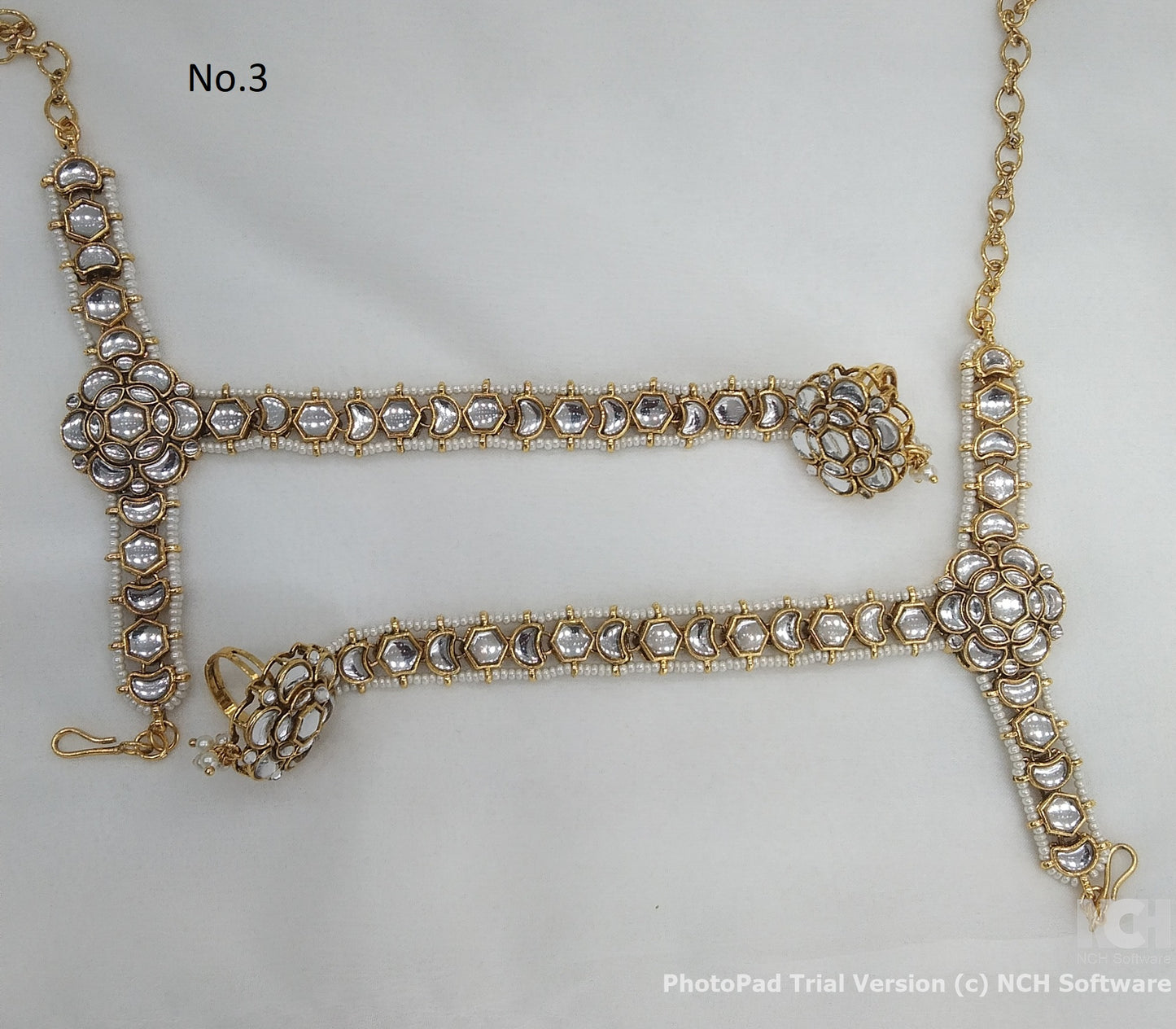 Indian Hand Bracelets Gold Bridal pair Finger ring Panja Jewellery