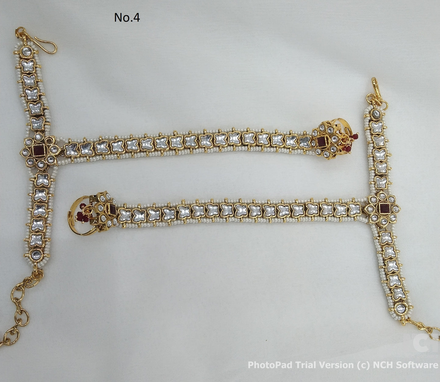 Indian Hand Bracelets Gold Bridal pair Finger ring Panja Jewellery