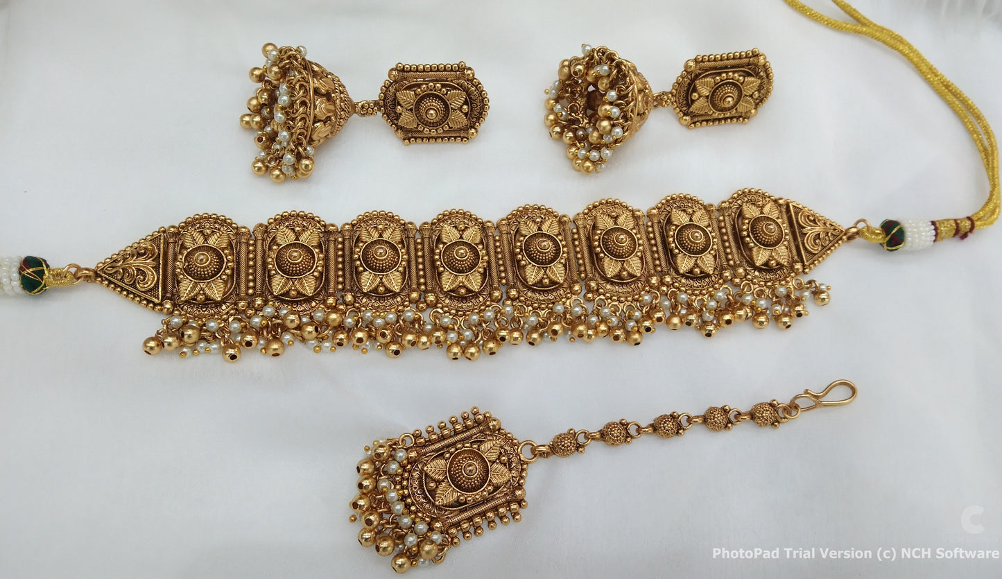 Indian Jewellery Gold Polki Choker Indian Jewellery  Selvi Set
