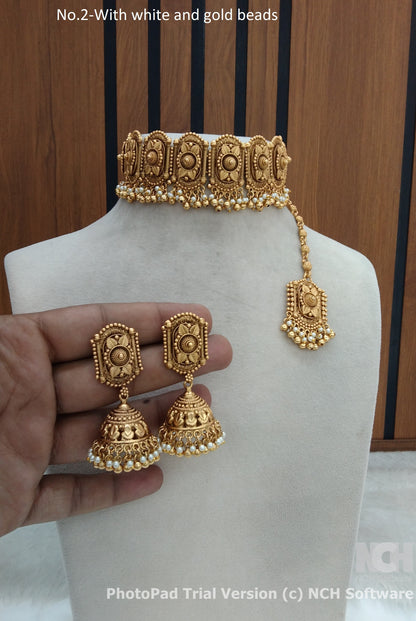Indian Jewellery Gold Polki Choker Indian Jewellery  Selvi Set