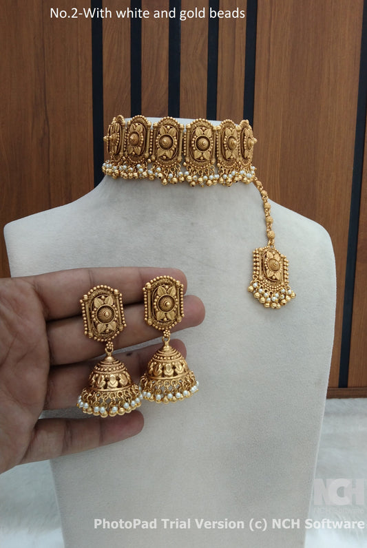 Indian Jewellery Gold Polki Choker Indian Jewellery  Selvi Set