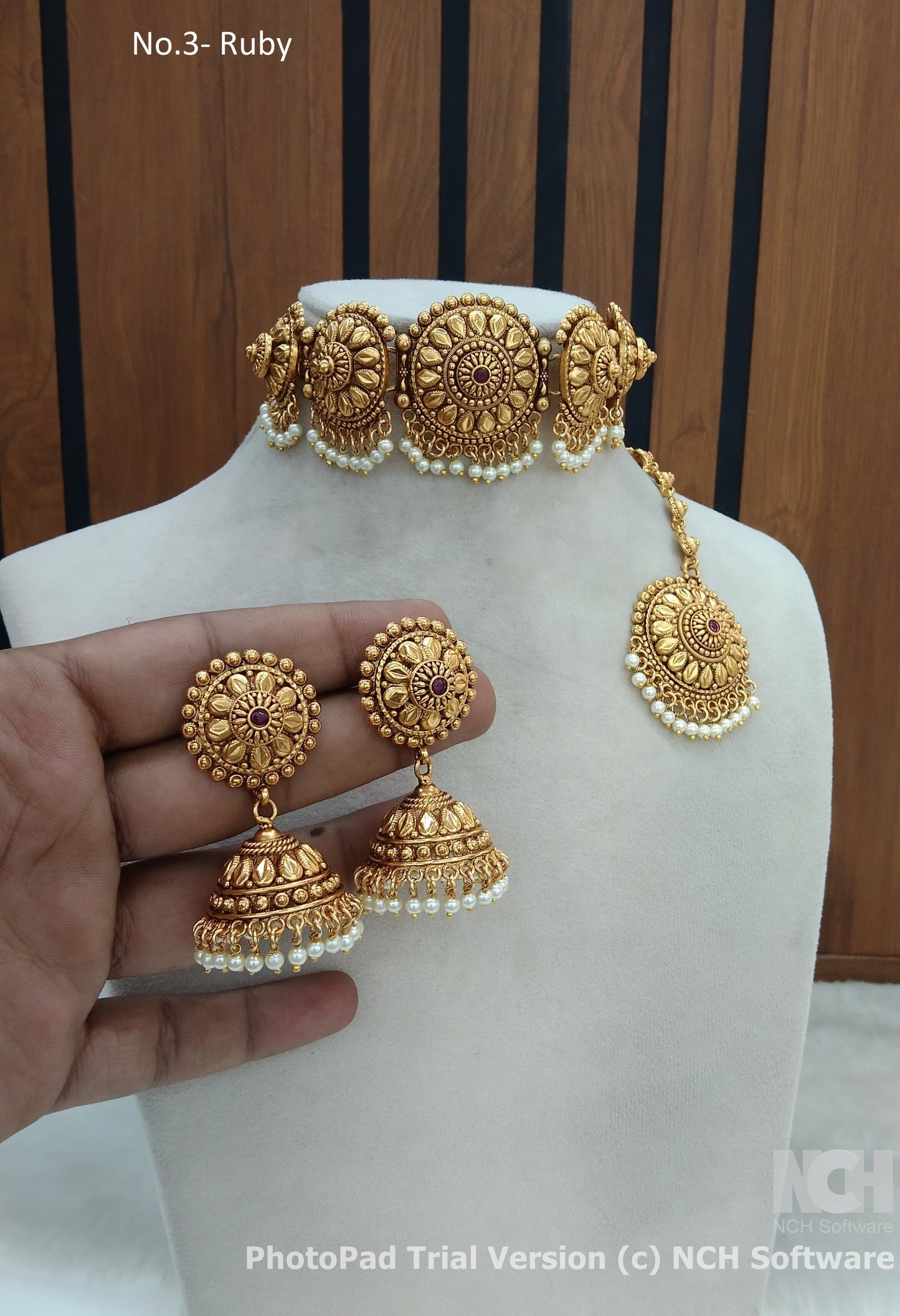 Indian Jewellery Gold Ruby Polki Choker Indian Jewellery  Selvi Set