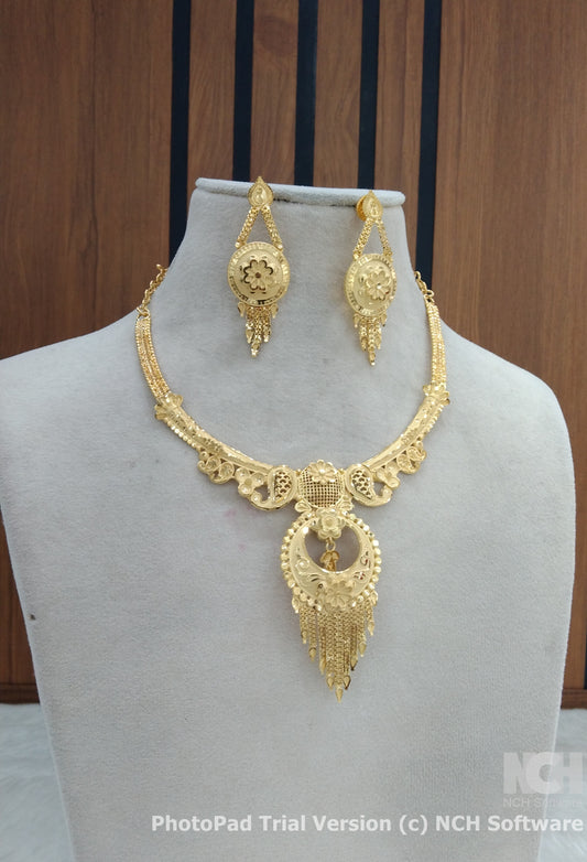 Indian Jewellery Necklace set/Gold finish 1 gram forming South Indian bridal gline Jewellery