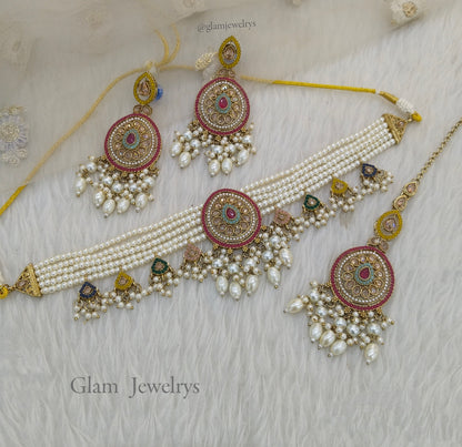 Multi color choker Set/ Indian choker raman Jewellery