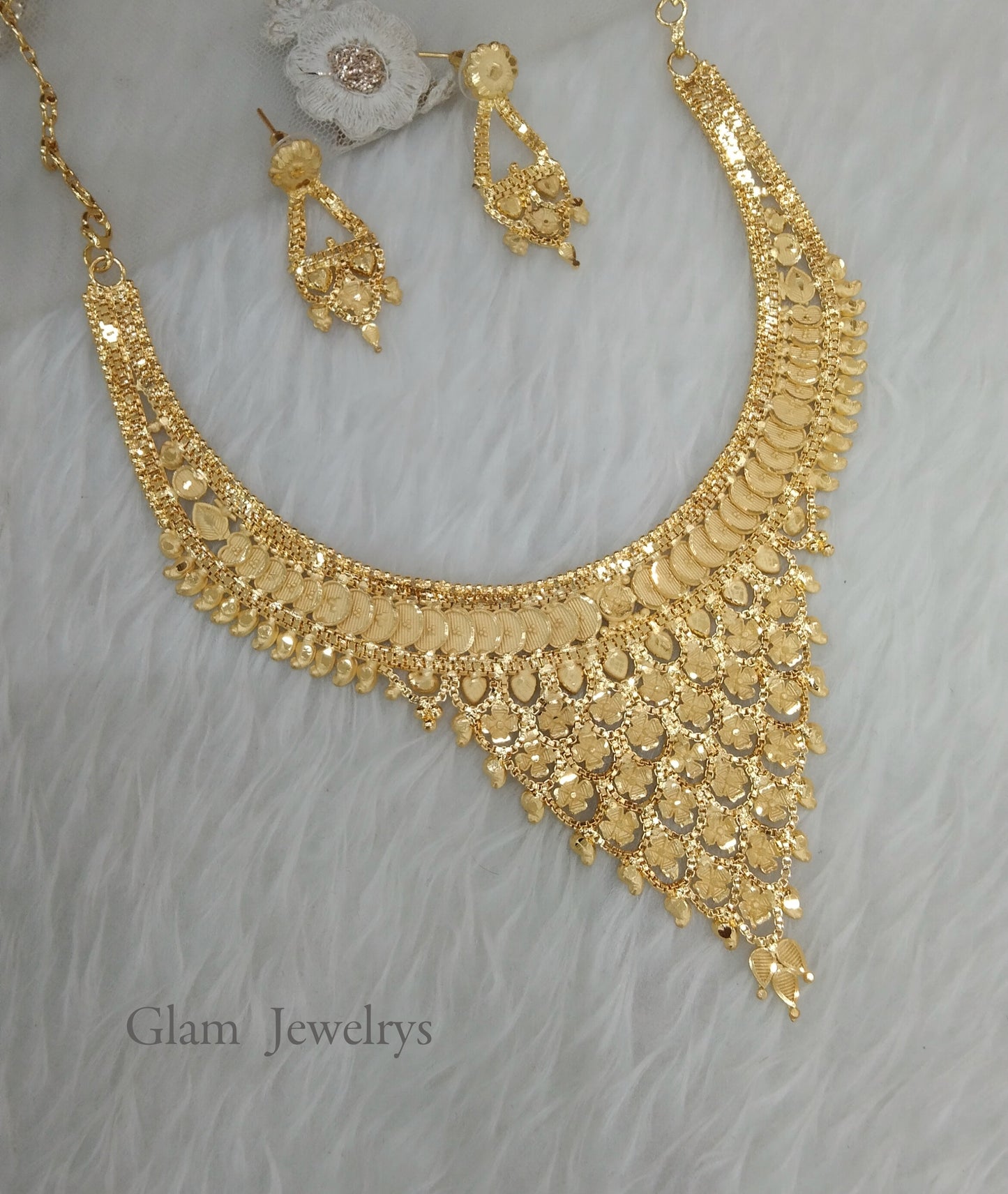 Indian Jewellery Necklace set/Gold finish 1 gram forming gline Jewellery