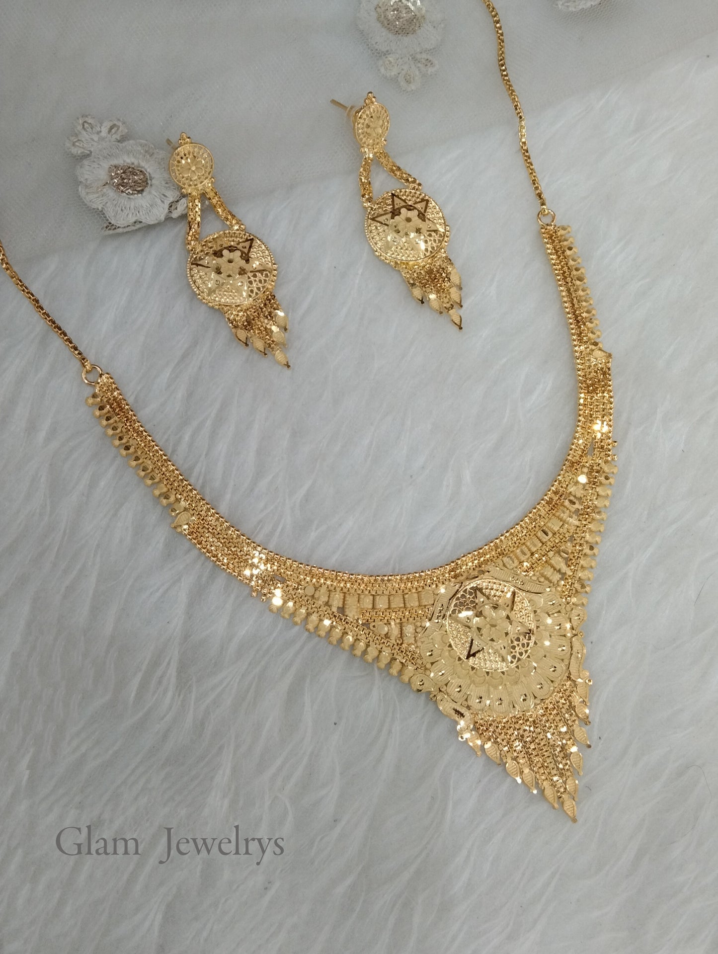 Indian Jewellery Necklace set/Gold finish 1 gram forming gline Jewellery