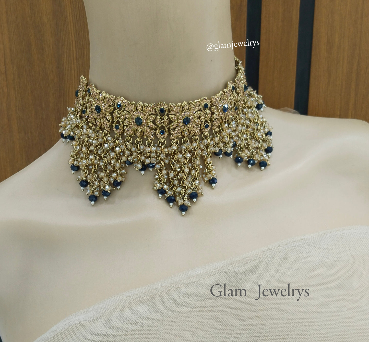 Dark Blue Choker Set Indian Choker Siraj Jeweller