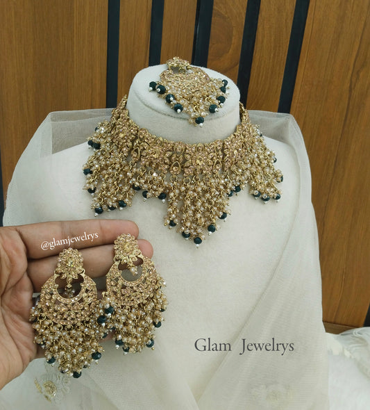 Green Choker Set Indian Choker Siraj Jewellery