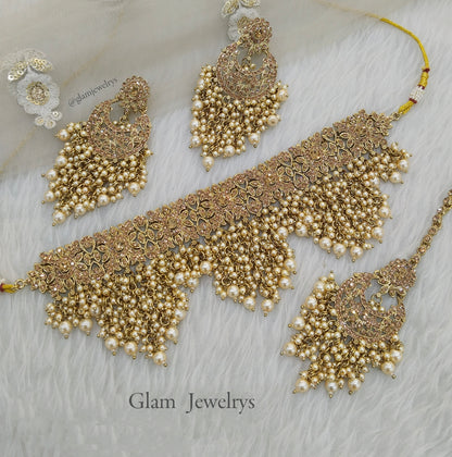 Choker Set Indian Antique gold Choker Siraj Jewellery