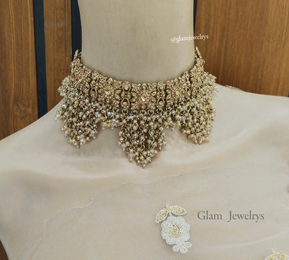 Choker Set Indian Antique gold Choker Siraj Jewellery