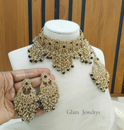 Black Choker Set Indian Choker Siraj Jewellery