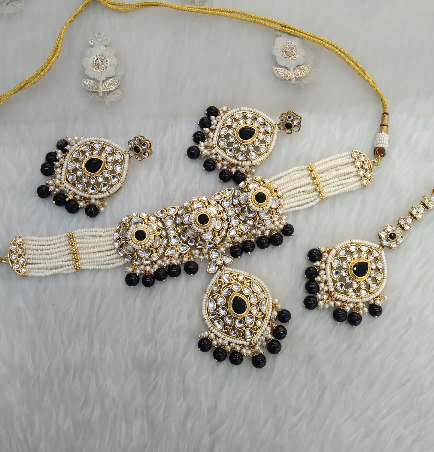Black Indian  jewellery  kundan choker Raman  set