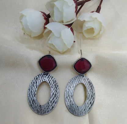 Majenta Oxidized Metal Shweta Earrings