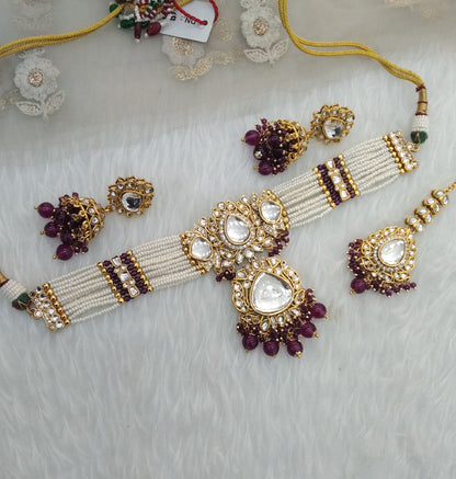 Purple Indian Jewellery  Kundan choker Urvi Set