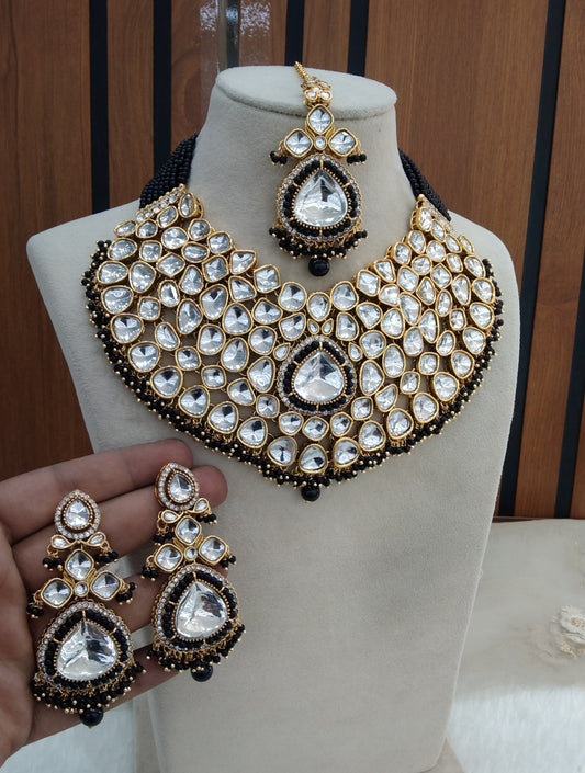 Black Bridal Necklace Jewellery Aadit Set