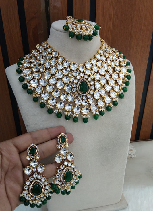 Green Bridal Necklace Jewellery Aadit Set