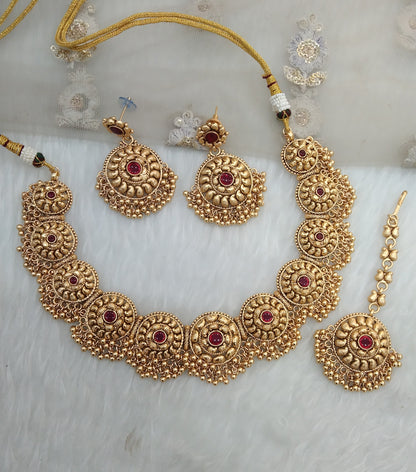 Ruby Gold polki necklace set Indian Irya Jewellery