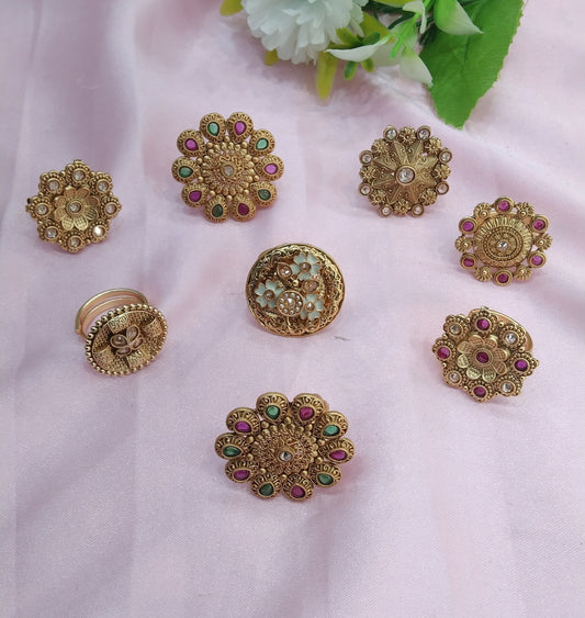 Gold Cocktail Indian Finger Rings