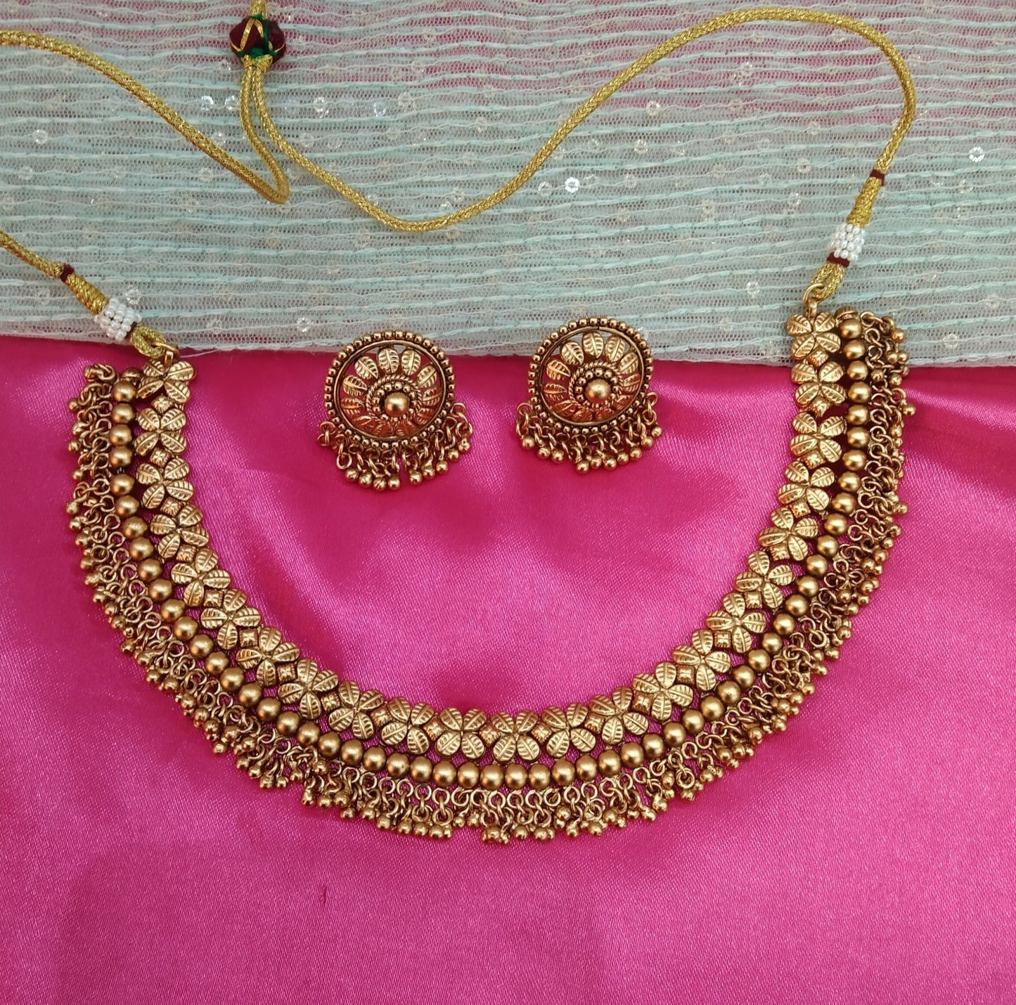Gold Polki Necklace Indian Jewellery Delta Set
