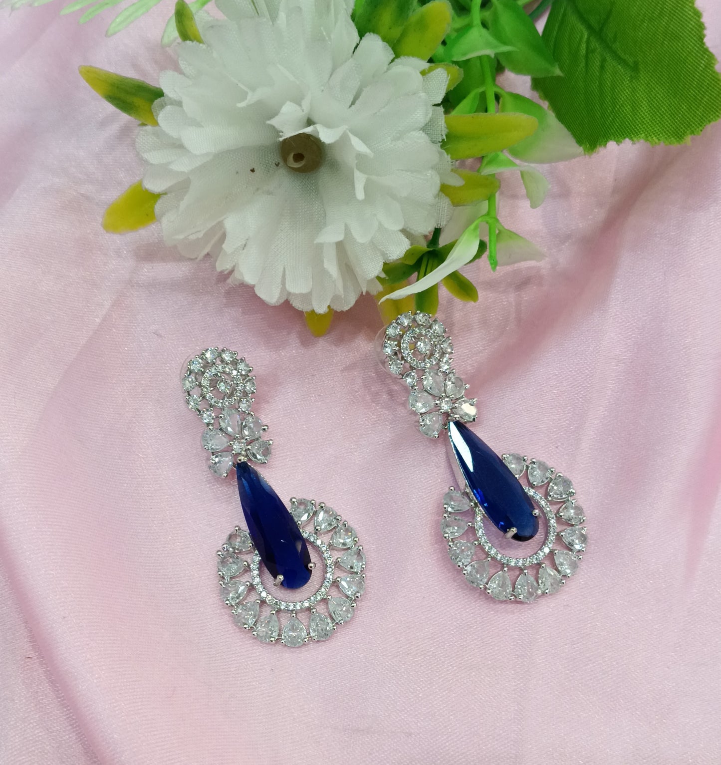 Silver Blue American Diamond CZ Earining Prince Online