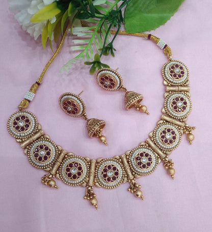 Ruby Gold Polki Necklace Indian Jewellery Hanita Set