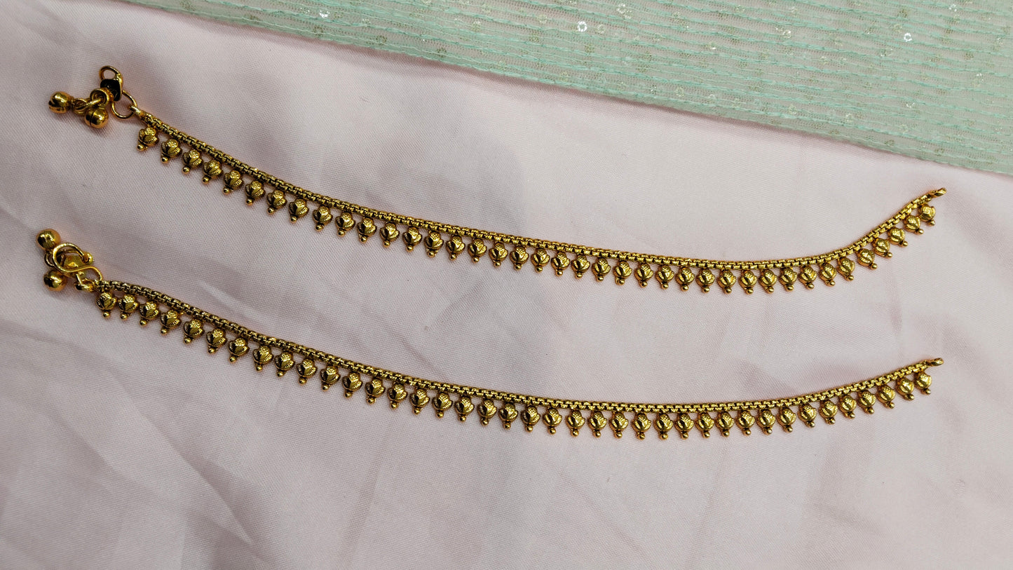 Gold Polki Anklets Jhanjar Payal Indian Jewellery Prince Set
