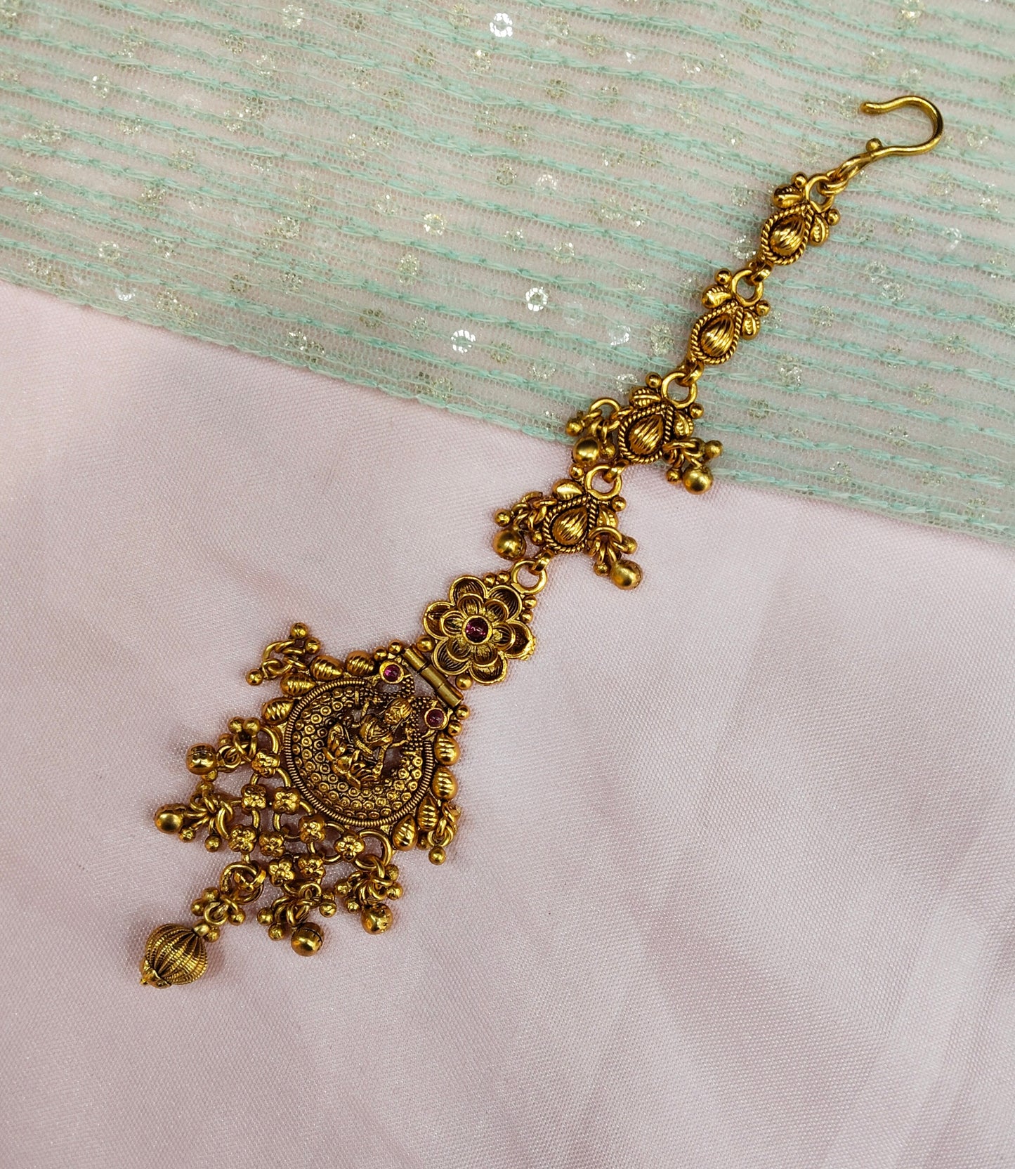Gold polki Tikka Jewellery  Headpiece Gurpiar Set