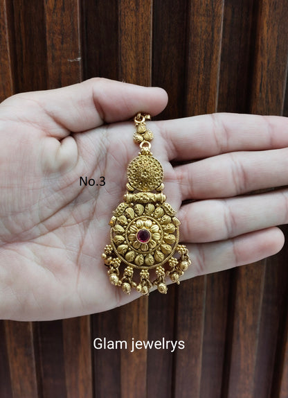 Gold polki Tikka Jewellery  Headpiece Gurpiar Set