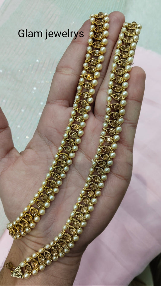 Antique Gold Anklets Jhanjar Payal Indian Jewellery Prince Set