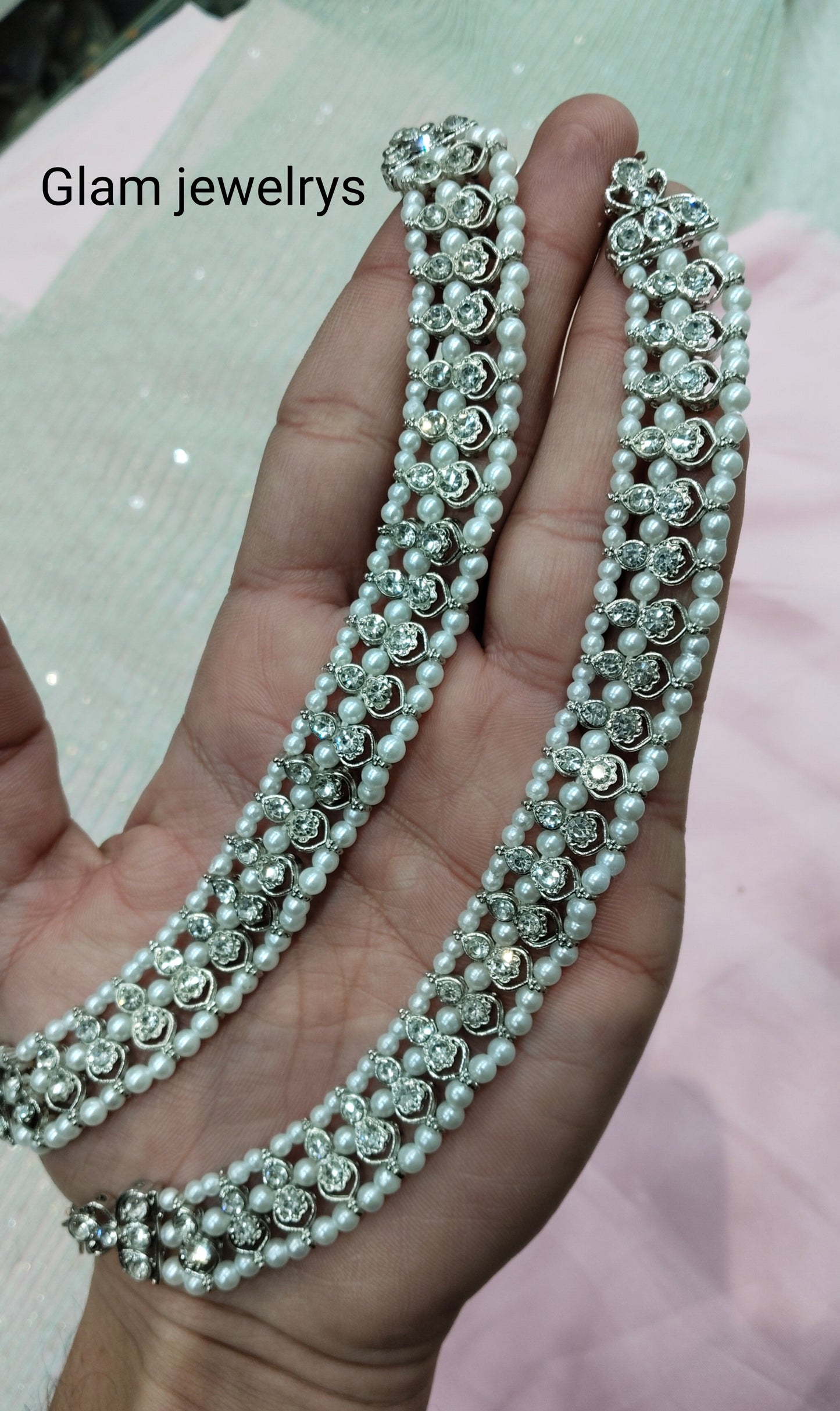 Silver White Anklets Jhanjar Payal Indian Jewellery Prince Set
