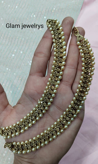 Antique Gold Anklets Jhanjar Payal Indian Jewellery Prince Set