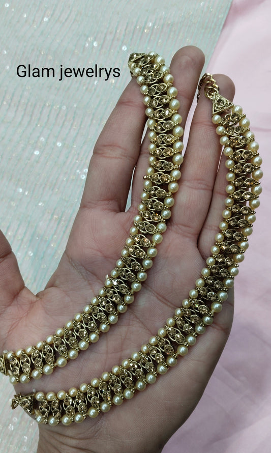 Antique Gold Anklets Jhanjar Payal Indian Jewellery Prince Set
