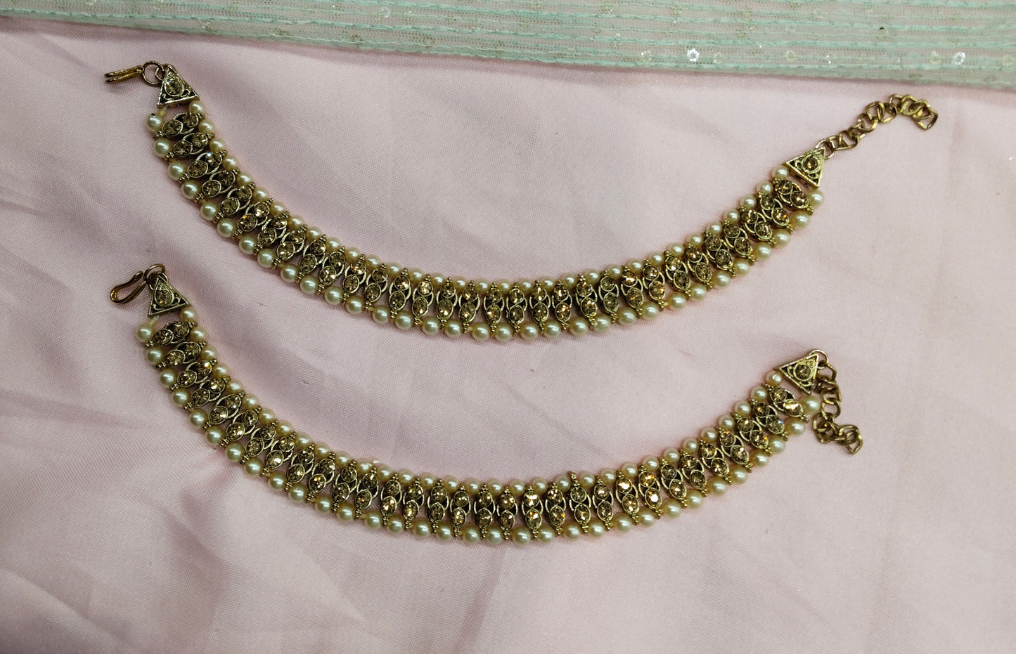 Antique Gold Anklets Jhanjar Payal Indian Jewellery Prince Set