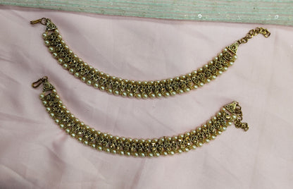 Antique Gold Anklets Jhanjar Payal Indian Jewellery Prince Set