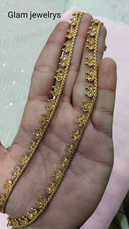 Gold Polki Anklets Jhanjar Payal Indian Jewellery Prince Set