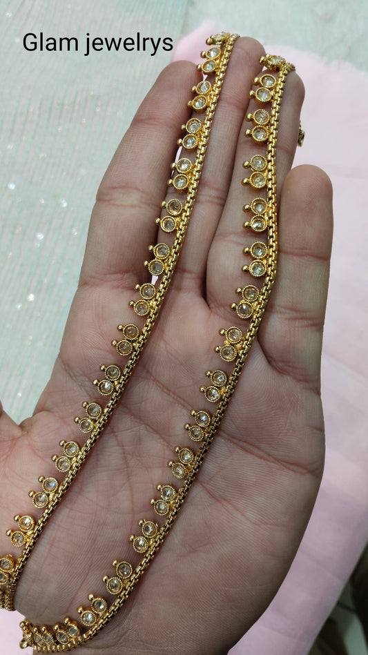 Gold Polki Anklets Jhanjar Payal Indian Jewellery Prince Set