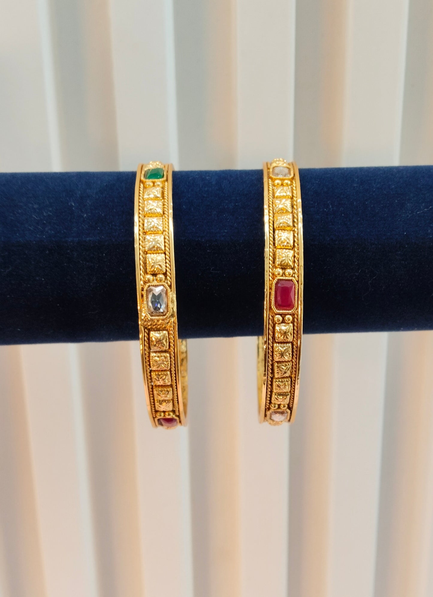 2.6 Size Indian bangles jewelry /Traditional bollywood jewelry/ Ruby Green gold bangles