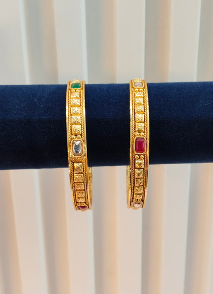 2.6 Size Indian bangles jewelry /Traditional bollywood jewelry/ Ruby Green gold bangles
