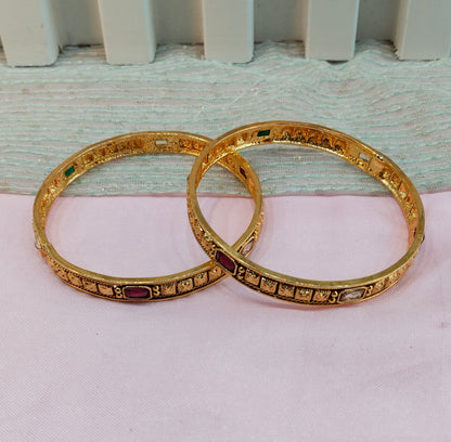 2.6 Size Indian bangles jewelry /Traditional bollywood jewelry/ Ruby Green gold bangles